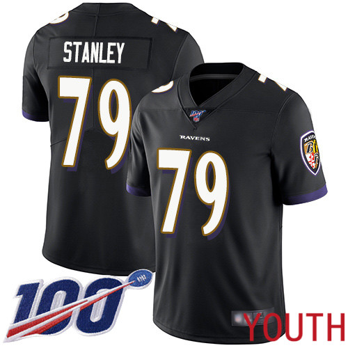 Baltimore Ravens Limited Black Youth Ronnie Stanley Alternate Jersey NFL Football 79 100th Season Vapor Untouchable
